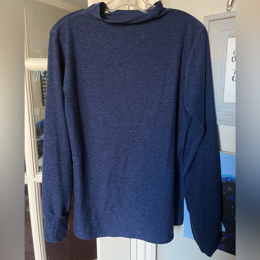 Oiselle Navy Heather Lux Long Sleeve Funnel Neck Sz 14